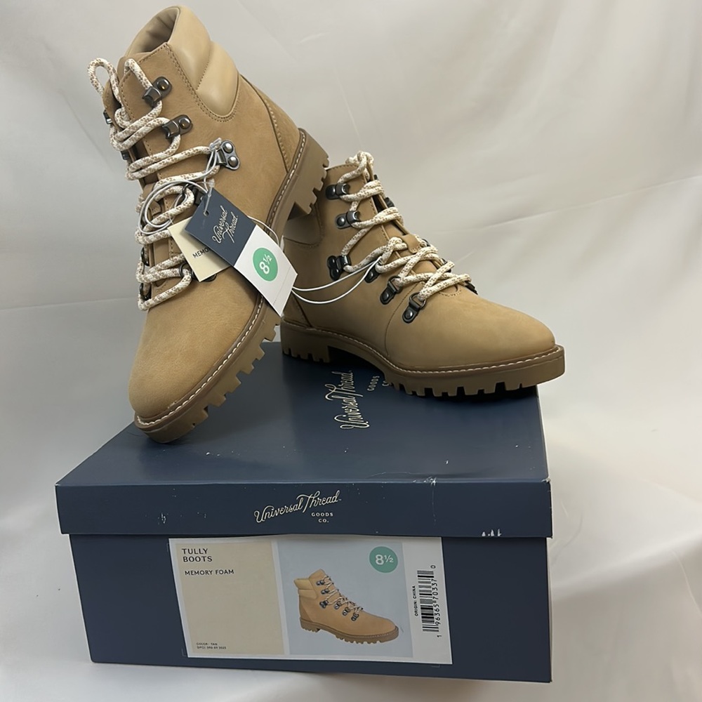 Women's Chunky Tully Lace-Up Tan Winter Hiking Boots - Universal Thread™ 8 1/2 - Picture 6 of 10